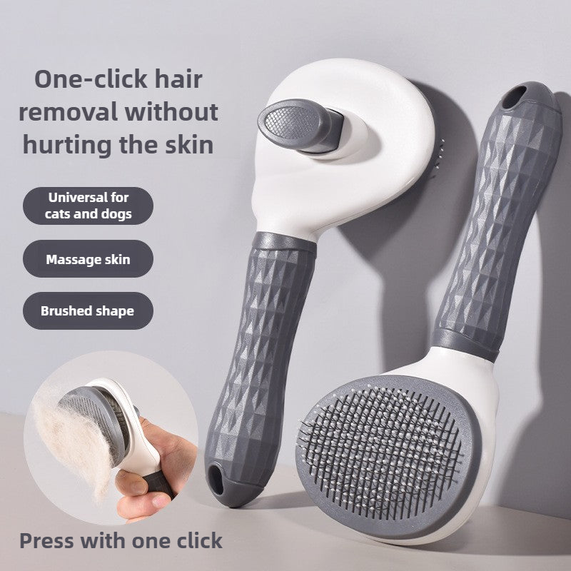Press-Button Pet Grooming Comb - One-Click Hair Removal for Cats & Dogs