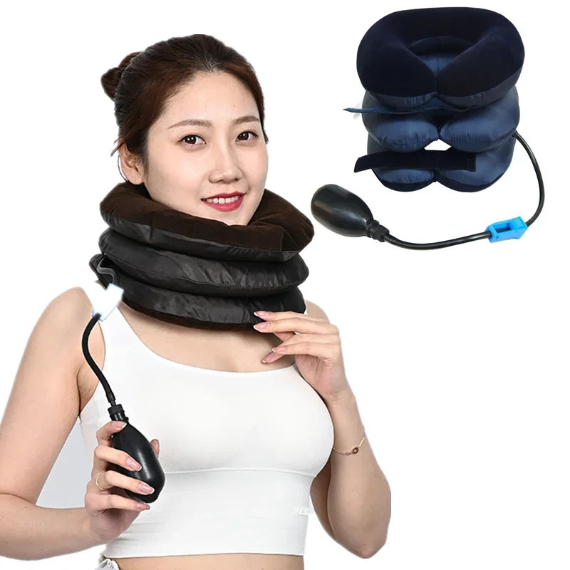 Inflatable Neck Traction Device - Cervical Spine Stretcher for Pain Relief
