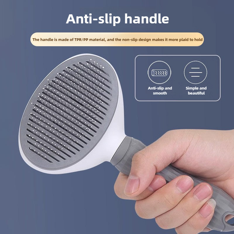 Press-Button Pet Grooming Comb - One-Click Hair Removal for Cats & Dogs