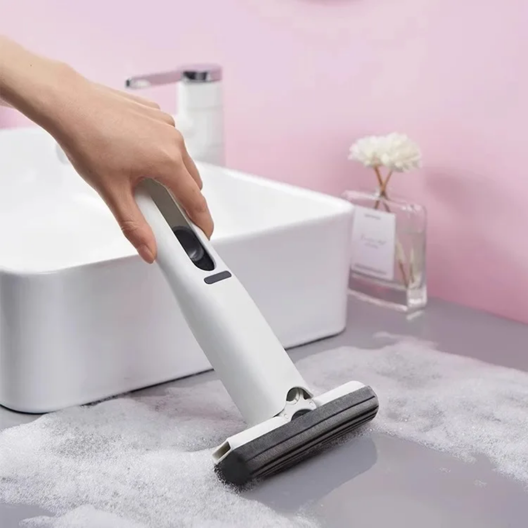 Portable Self-Squeeze Mini Mop - Hands-Free Cleaning Tool with Foldable Handle