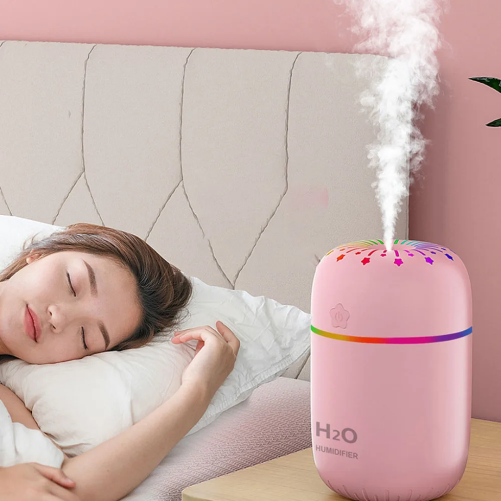 USB Portable Mini Car Humidifier - H2O Aromatherapy Diffuser with Rainbow LED Lights