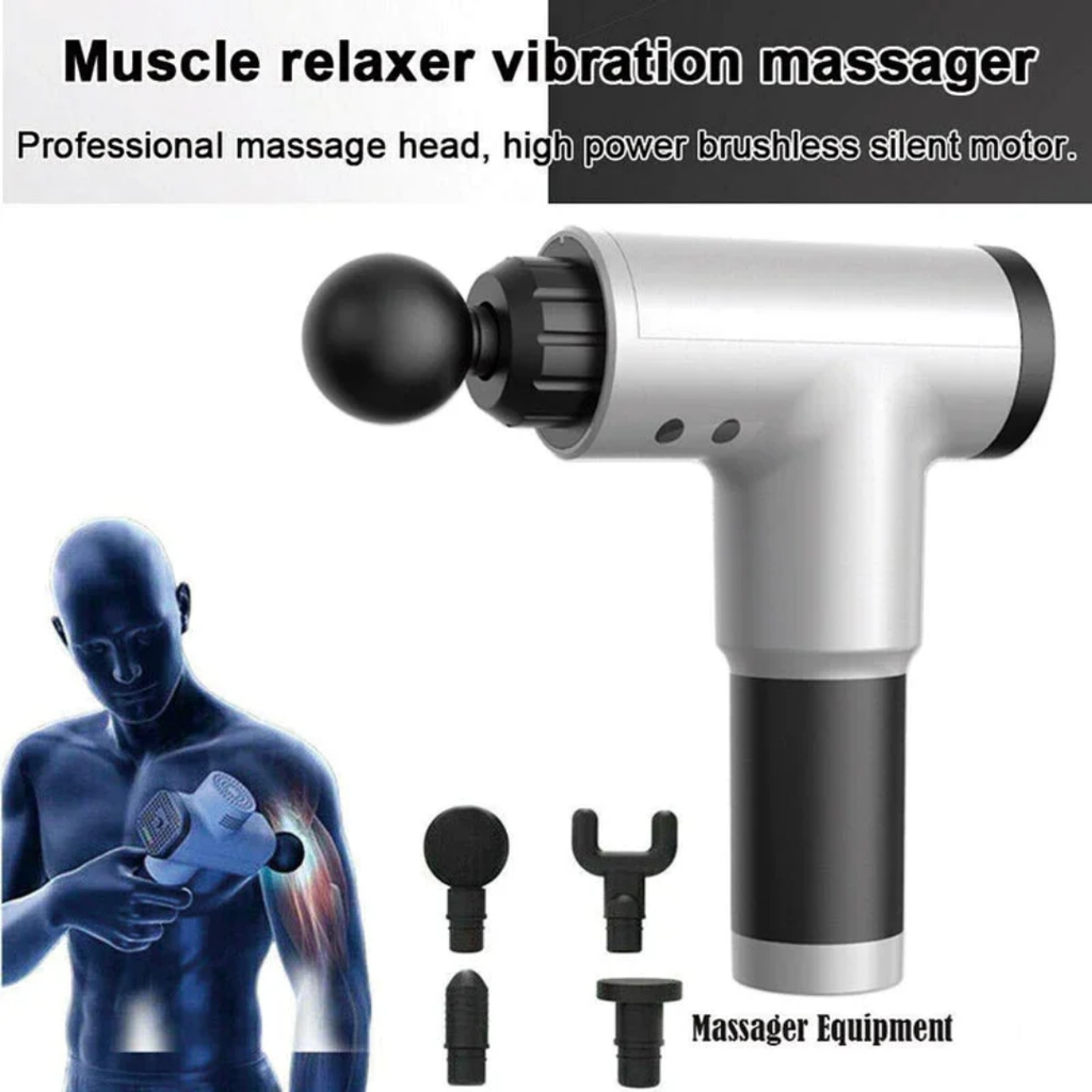 Muscle Relaxer Vibration Massager - High Power Brushless Silent Motor with 4 Heads