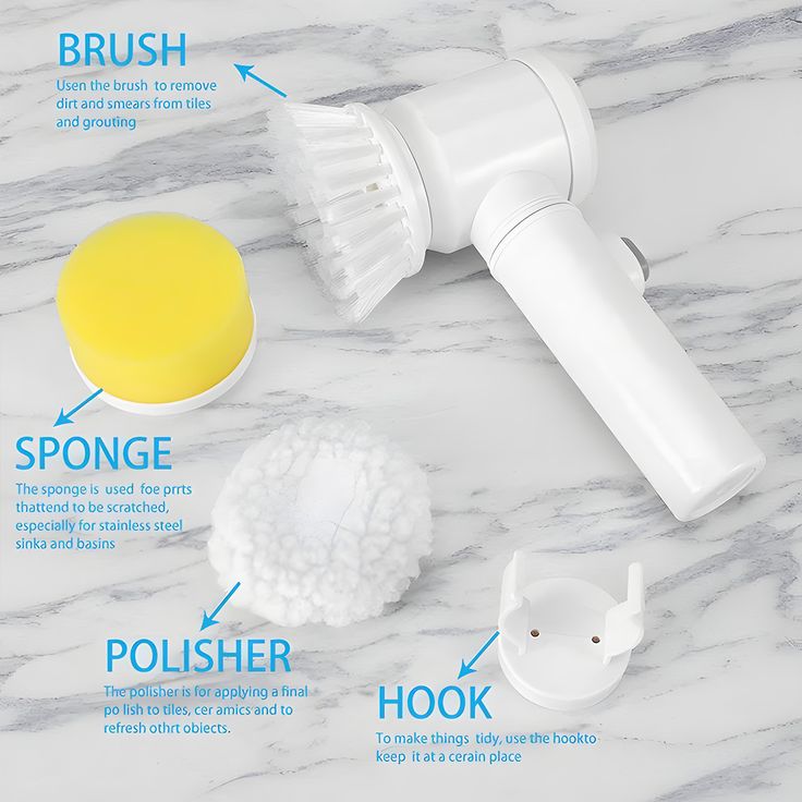 5-in-1 Electric Cleaning Brush - Rechargeable Spin Scrubber for Kitchen & Bathroom